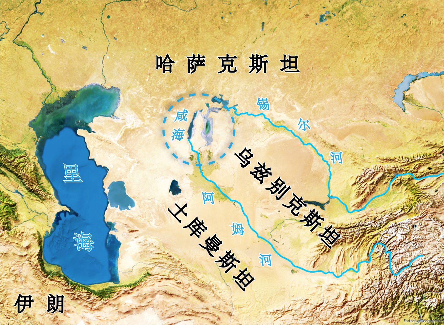 咸海地理位置示意图